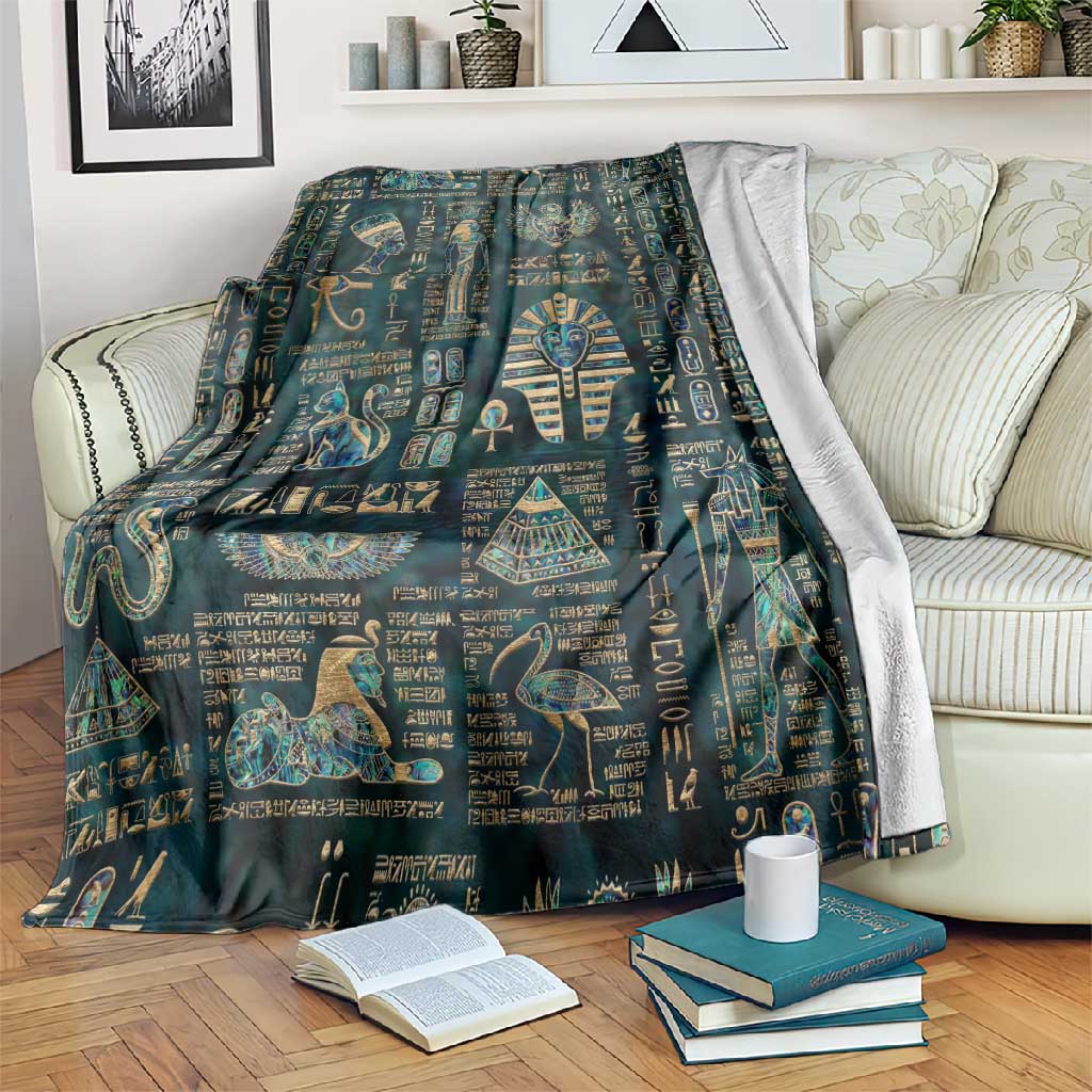 Egyptian Hieroglyphs And Deities Blanket