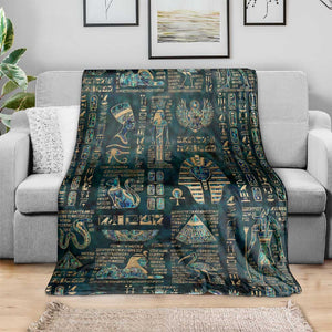 Egyptian Hieroglyphs And Deities Blanket