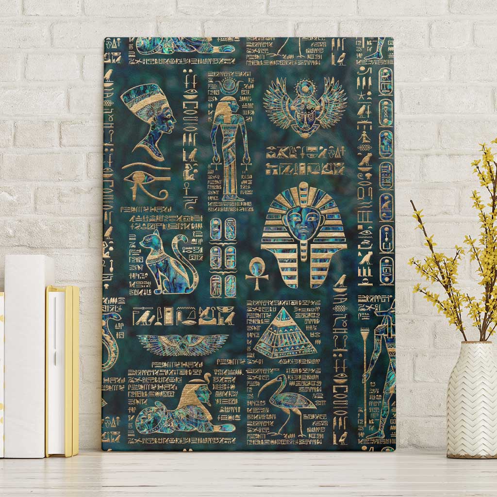 Egyptian Hieroglyphs And Deities Canvas Wall Art