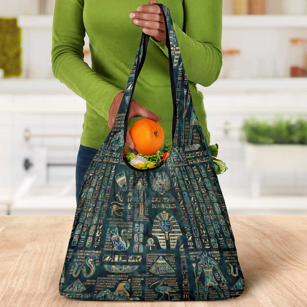 Egyptian Hieroglyphs And Deities Grocery Bag