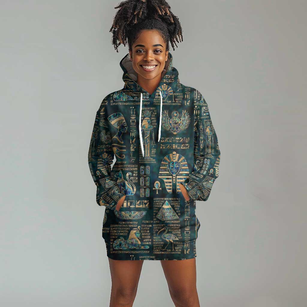 Egyptian Hieroglyphs And Deities Hoodie Dress