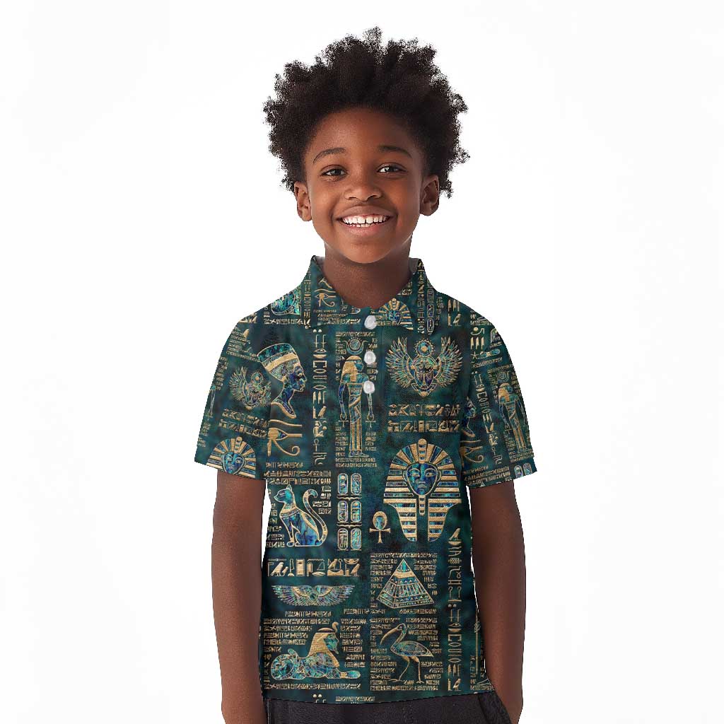 Egyptian Hieroglyphs And Deities Kid Polo Shirt