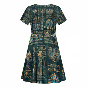 Egyptian Hieroglyphs And Deities Kid Short Sleeve Dress