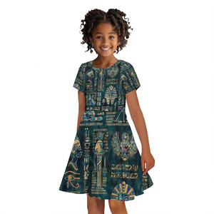 Egyptian Hieroglyphs And Deities Kid Short Sleeve Dress