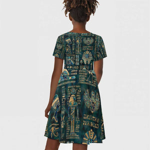 Egyptian Hieroglyphs And Deities Kid Short Sleeve Dress