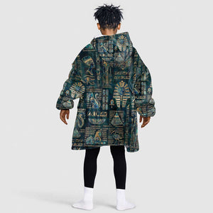 Egyptian Hieroglyphs And Deities KId Wearable Blanket Hoodie