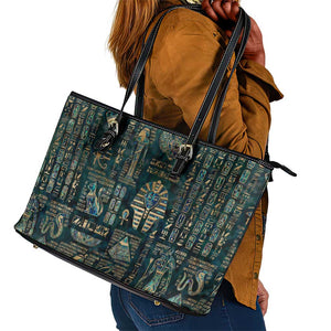 Egyptian Hieroglyphs And Deities Leather Tote Bag