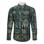 Egyptian Hieroglyphs And Deities Long Sleeve Button Shirt