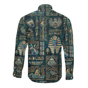 Egyptian Hieroglyphs And Deities Long Sleeve Button Shirt