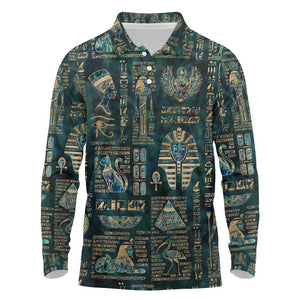 Egyptian Hieroglyphs And Deities Long Sleeve Polo Shirt