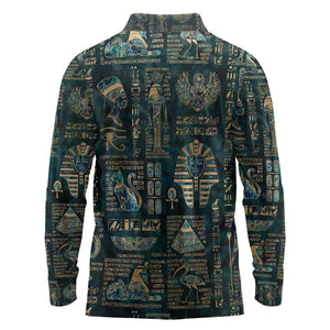 Egyptian Hieroglyphs And Deities Long Sleeve Polo Shirt