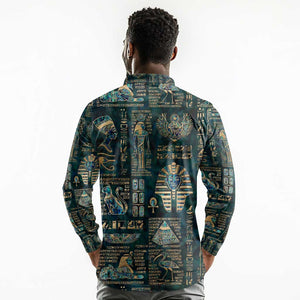 Egyptian Hieroglyphs And Deities Long Sleeve Polo Shirt