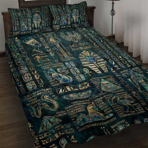 Egyptian Hieroglyphs And Deities Quilt Bed Set