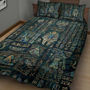 Egyptian Hieroglyphs And Deities Quilt Bed Set