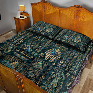 Egyptian Hieroglyphs And Deities Quilt Bed Set