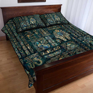 Egyptian Hieroglyphs And Deities Quilt Bed Set