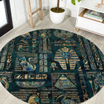 Egyptian Hieroglyphs And Deities Round Carpet