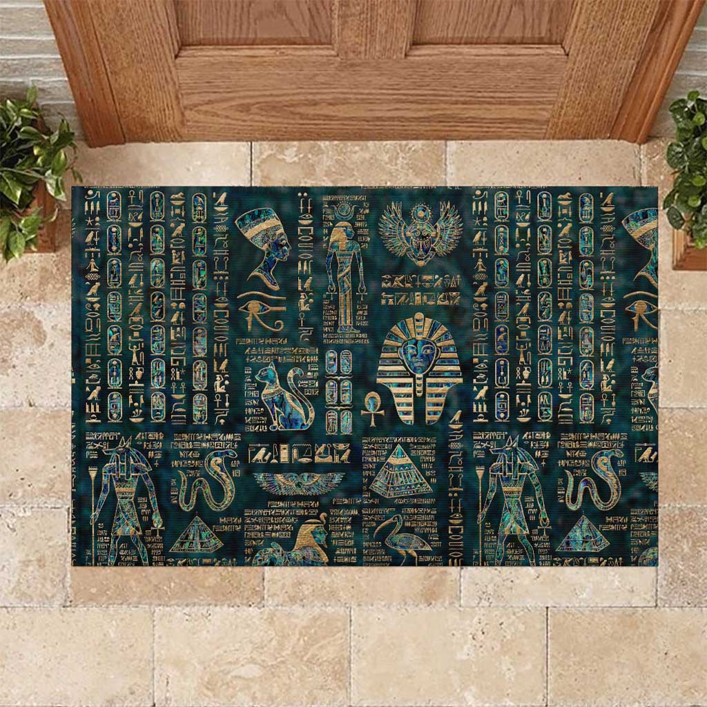 Egyptian Hieroglyphs And Deities Rubber Doormat