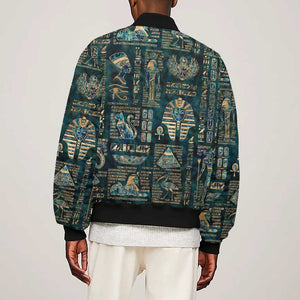 Egyptian Hieroglyphs And Deities Sleeve Zip Bomber Jacket