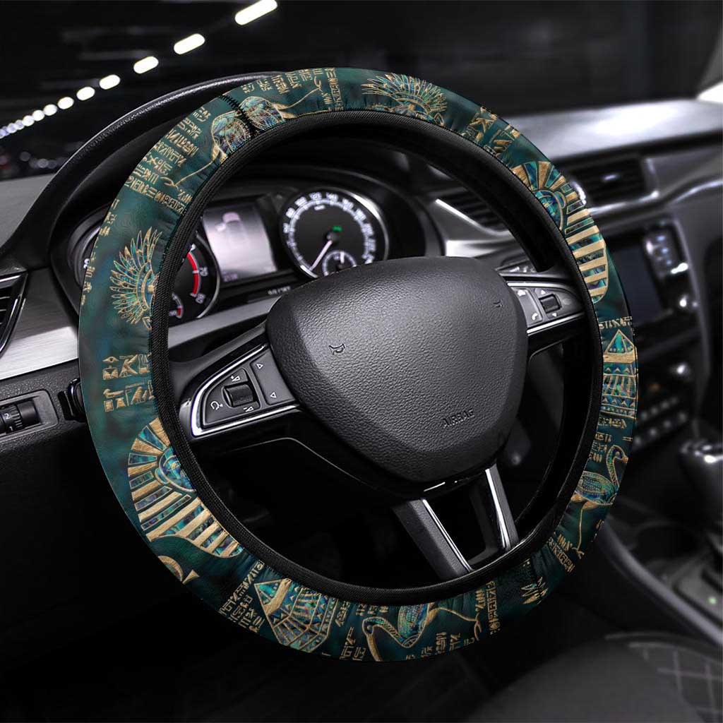 Egyptian Hieroglyphs And Deities Steering Wheel Cover