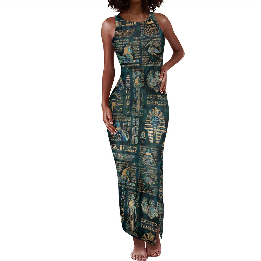 Egyptian Hieroglyphs And Deities Tank Maxi Dress