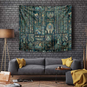 Egyptian Hieroglyphs And Deities Tapestry