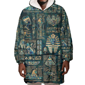 Egyptian Hieroglyphs And Deities Wearable Blanket Hoodie