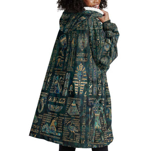 Egyptian Hieroglyphs And Deities Wearable Blanket Hoodie