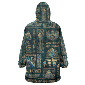 Egyptian Hieroglyphs And Deities Wearable Blanket Hoodie