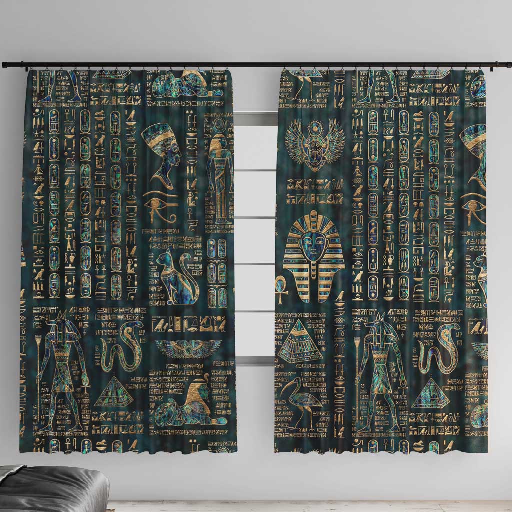 Egyptian Hieroglyphs And Deities Window Curtain