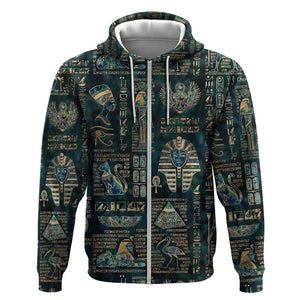 Egyptian Hieroglyphs And Deities Zip Hoodie