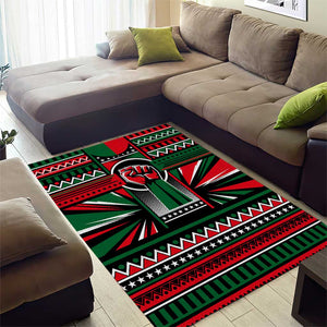 Power Fist And Patterns In Pan African Area Rug