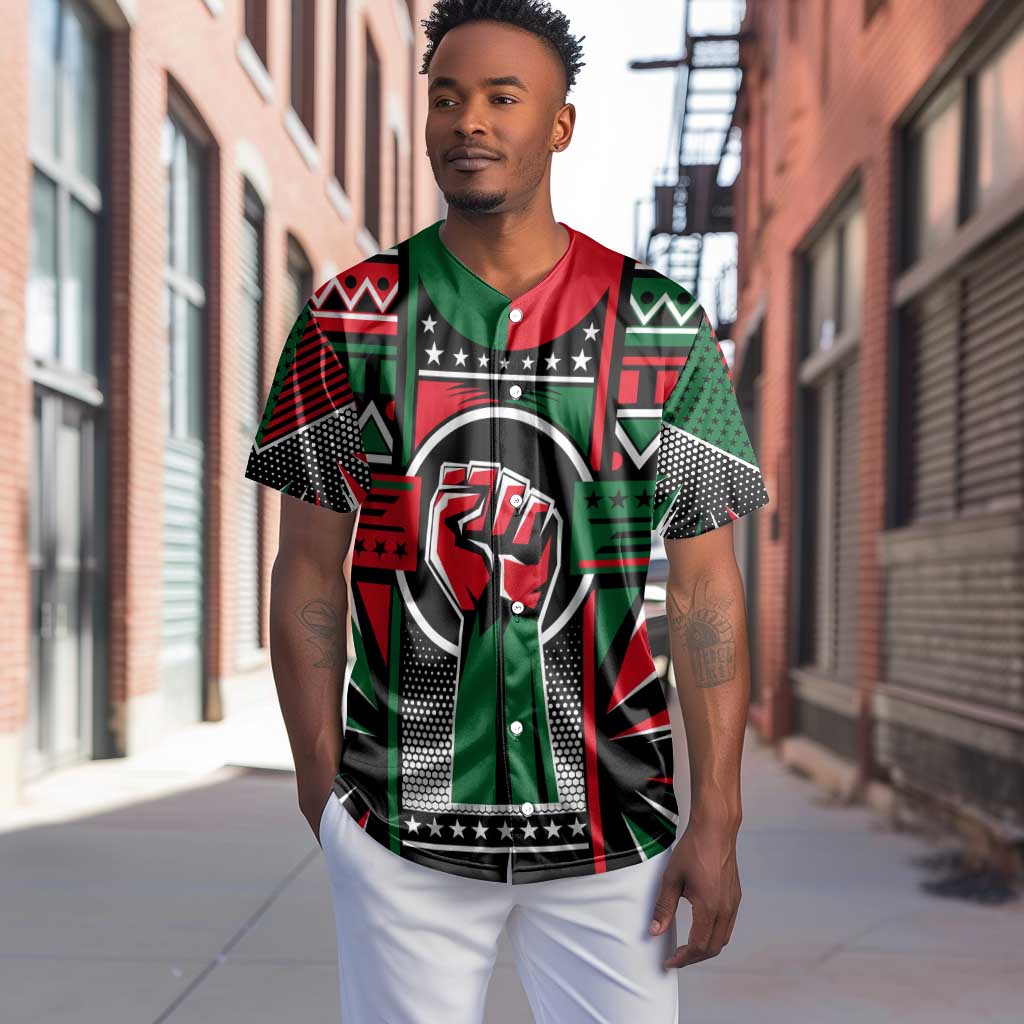 Power Fist And Patterns In Pan African Baseball Jersey