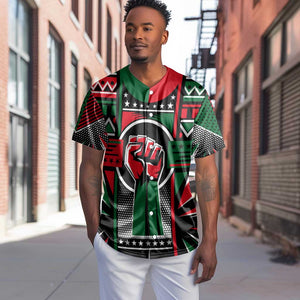 Power Fist And Patterns In Pan African Baseball Jersey