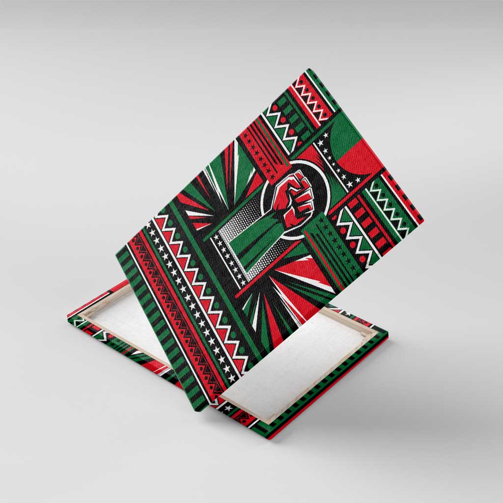 Power Fist And Patterns In Pan African Canvas Wall Art