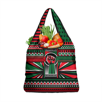 Power Fist And Patterns In Pan African Grocery Bag