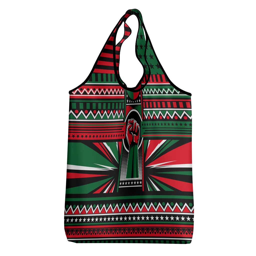 Power Fist And Patterns In Pan African Grocery Bag