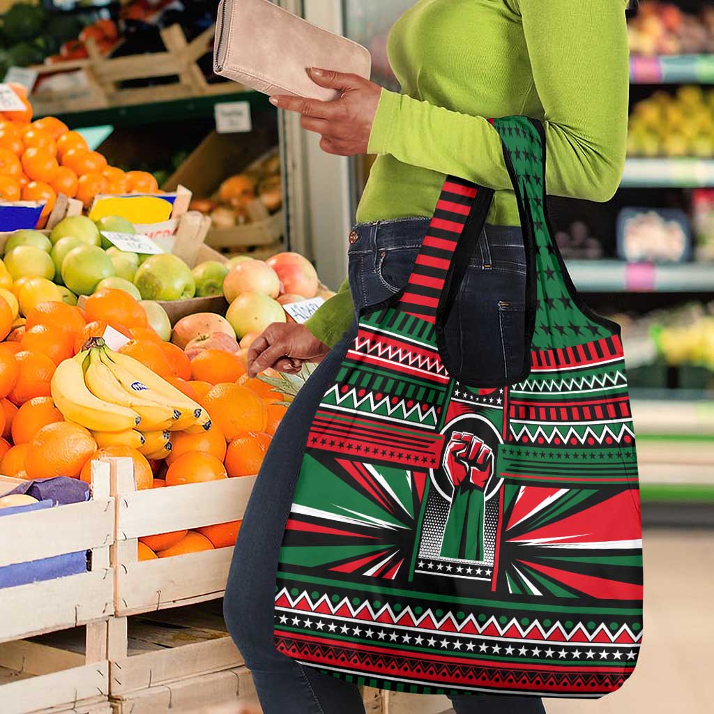 Power Fist And Patterns In Pan African Grocery Bag