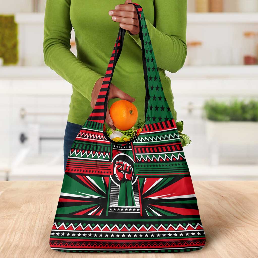Power Fist And Patterns In Pan African Grocery Bag