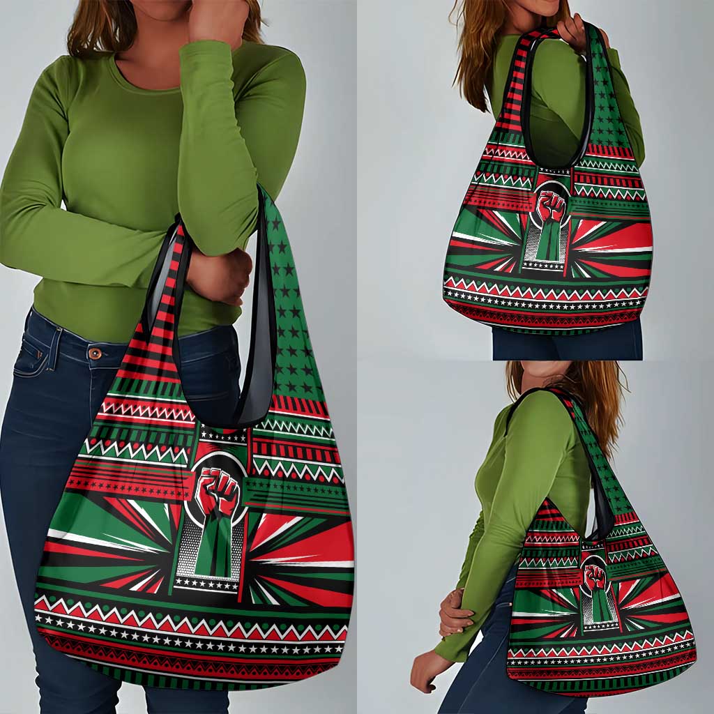 Power Fist And Patterns In Pan African Grocery Bag