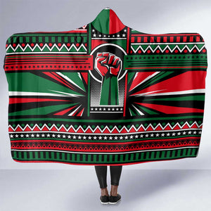 Power Fist And Patterns In Pan African Hooded Blanket