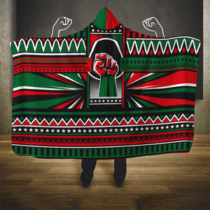 Power Fist And Patterns In Pan African Hooded Blanket