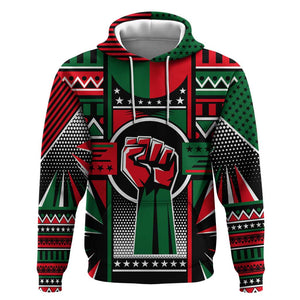 Power Fist And Patterns In Pan African Hoodie