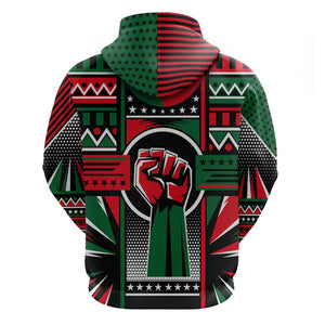 Power Fist And Patterns In Pan African Hoodie