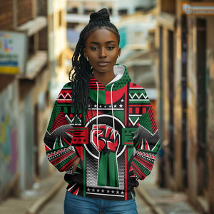 Power Fist And Patterns In Pan African Hoodie