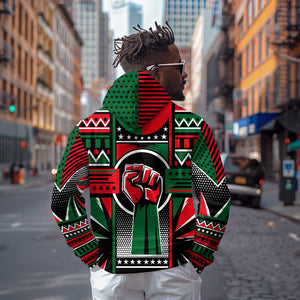 Power Fist And Patterns In Pan African Hoodie