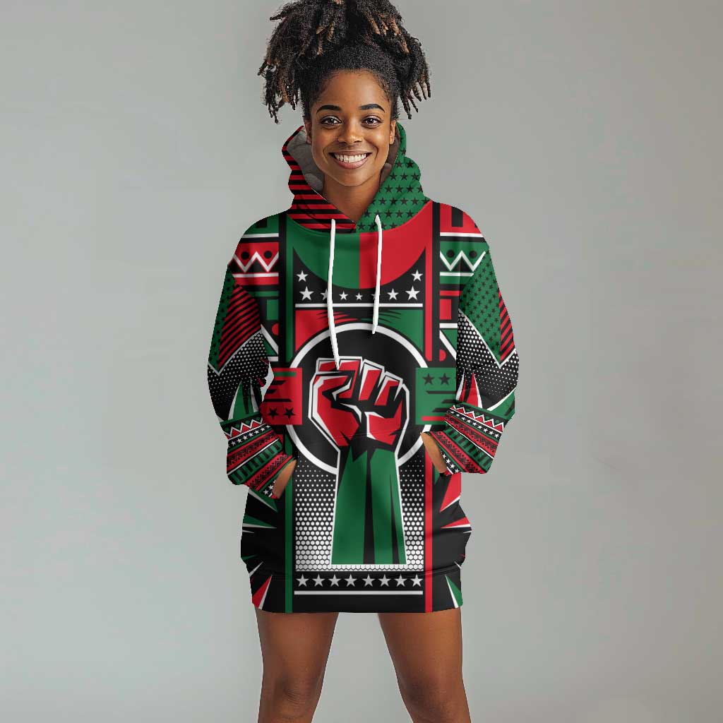 Power Fist And Patterns In Pan African Hoodie Dress