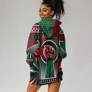 Power Fist And Patterns In Pan African Hoodie Dress