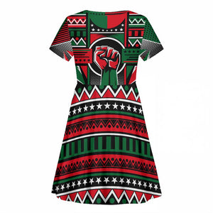 Power Fist And Patterns In Pan African Kid Short Sleeve Dress