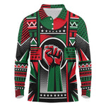 Power Fist And Patterns In Pan African Long Sleeve Polo Shirt